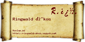 Ringwald Ákos névjegykártya